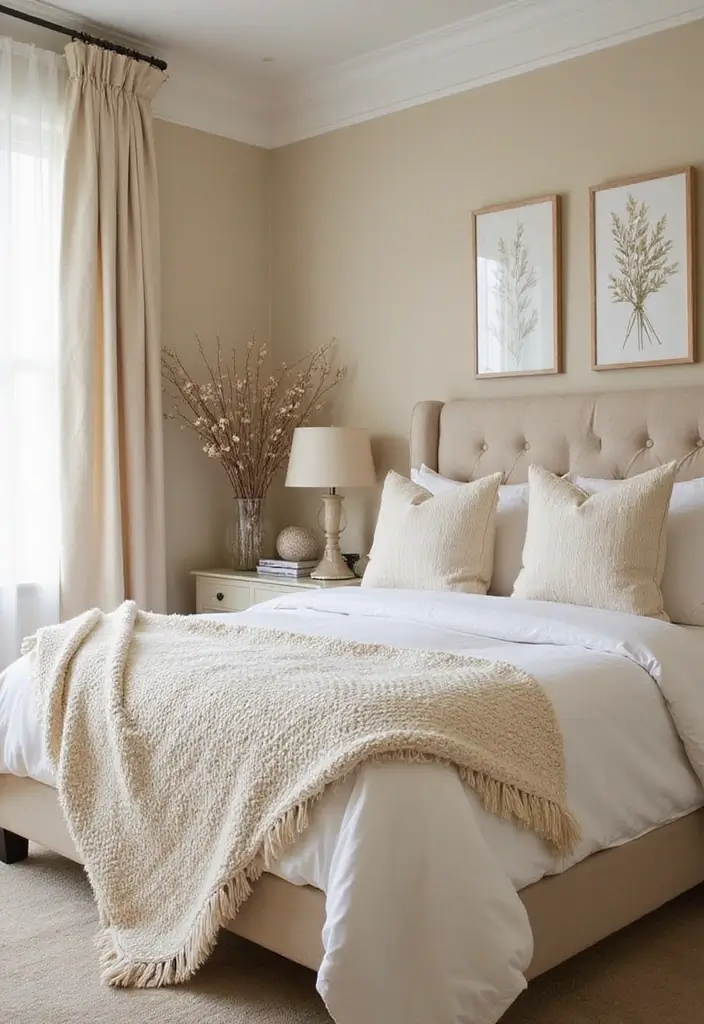 30 Cream Color Bedroom Ideas That Feel Soft, Bright & Welcoming - 30. Cream Color Seasonal Decor