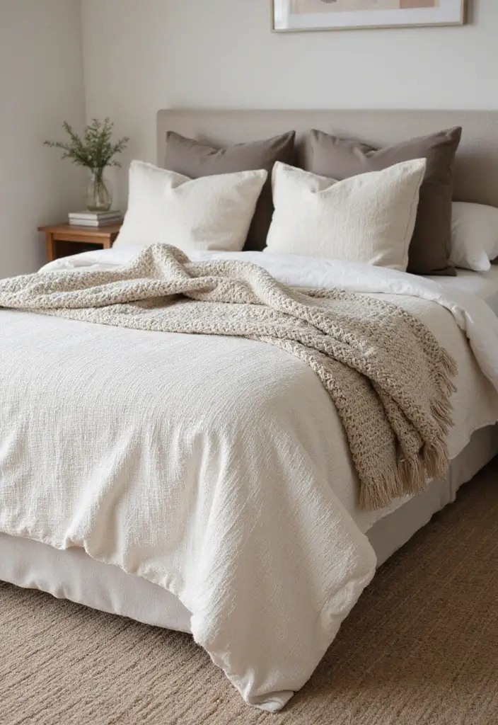 30 Cream Color Bedroom Ideas That Feel Soft, Bright & Welcoming - 8. Textured Cream Bedspreads