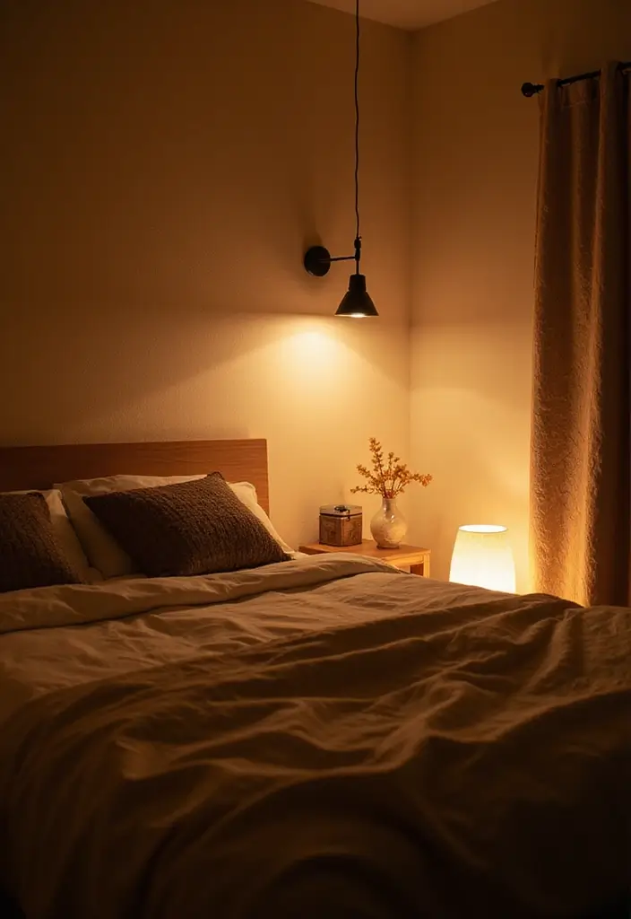 30 Cream Color Bedroom Ideas That Feel Soft, Bright & Welcoming - 9. Eco-Friendly Lighting Options