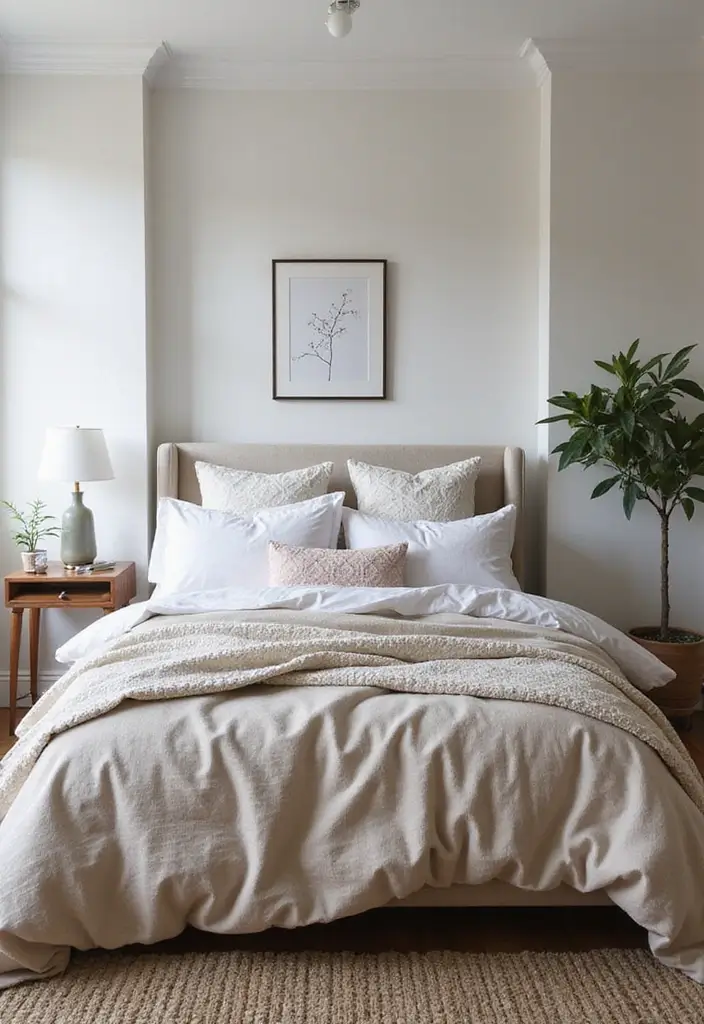 30 Cute Simple Bedroom Ideas That Prove Minimal Can Be Beautiful - 11. Statement Bedding