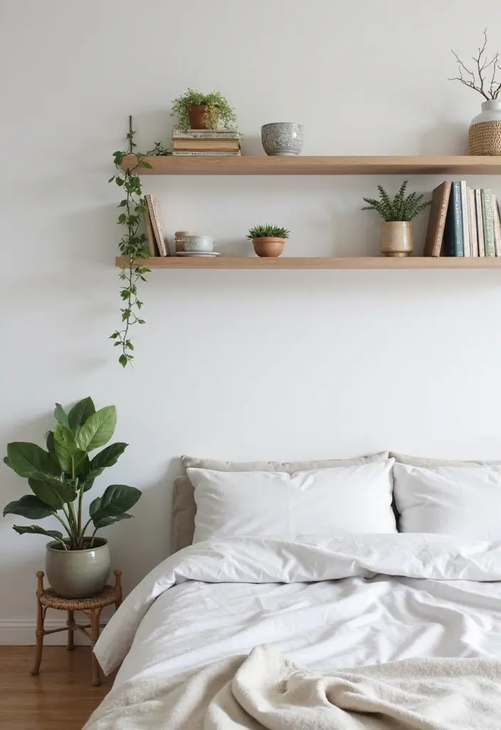 30 Cute Simple Bedroom Ideas That Prove Minimal Can Be Beautiful - 17. Simple Shelving Units