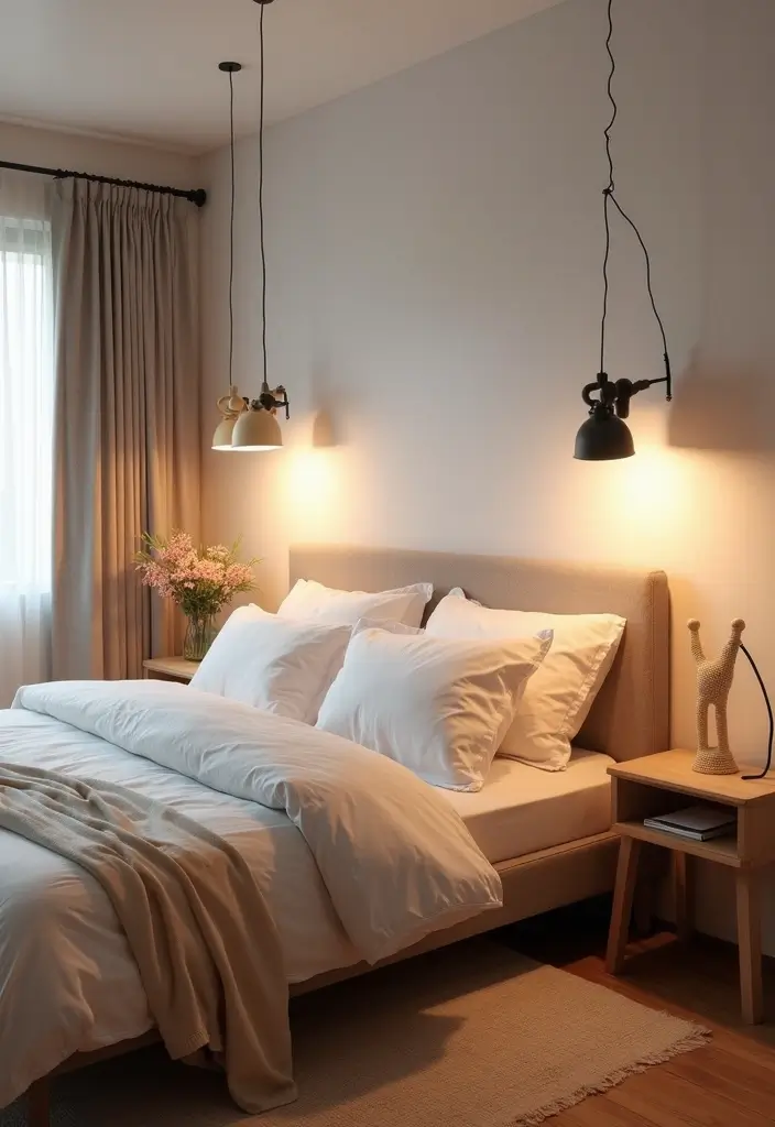 30 Cute Simple Bedroom Ideas That Prove Minimal Can Be Beautiful - 25. Playful Light Fixtures