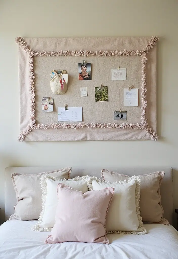 30 DIY Home Decor Easy Bedroom Craft Ideas You’ll Love Making - 10. Fabric Covered Bulletin Board