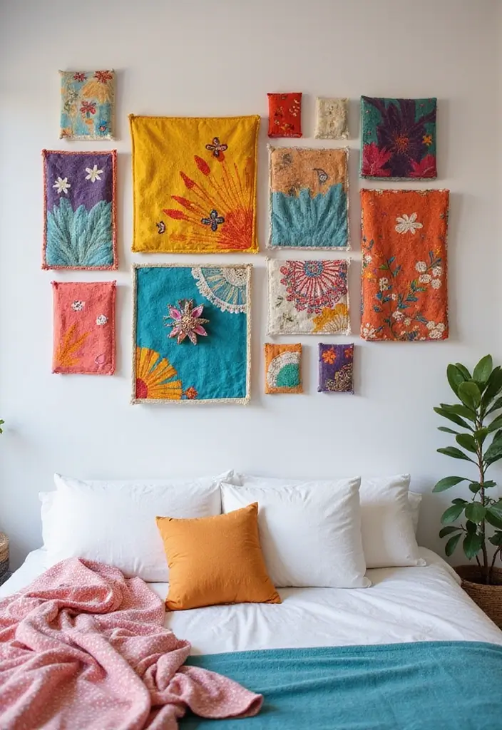 30 DIY Home Decor Easy Bedroom Craft Ideas You’ll Love Making - 2. DIY Fabric Wall Art