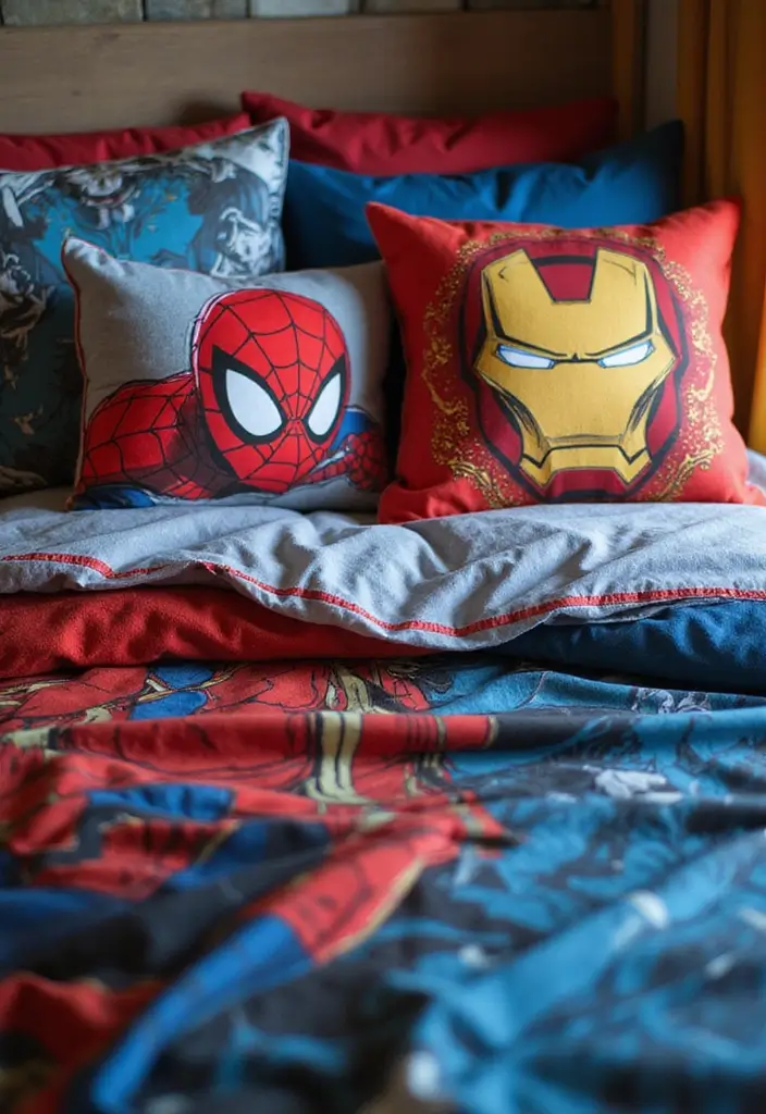 30 Marvel Bedroom Ideas Boy Rooms That Feel Heroic & Fun - 1. Marvel-Inspired Bedding