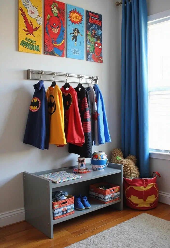 30 Marvel Bedroom Ideas Boy Rooms That Feel Heroic & Fun - 11. DIY Superhero Costumes Corner