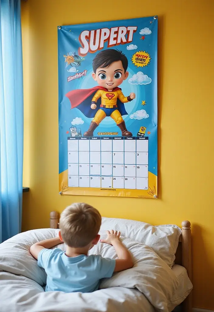 30 Marvel Bedroom Ideas Boy Rooms That Feel Heroic & Fun - 16. Superhero Calendar