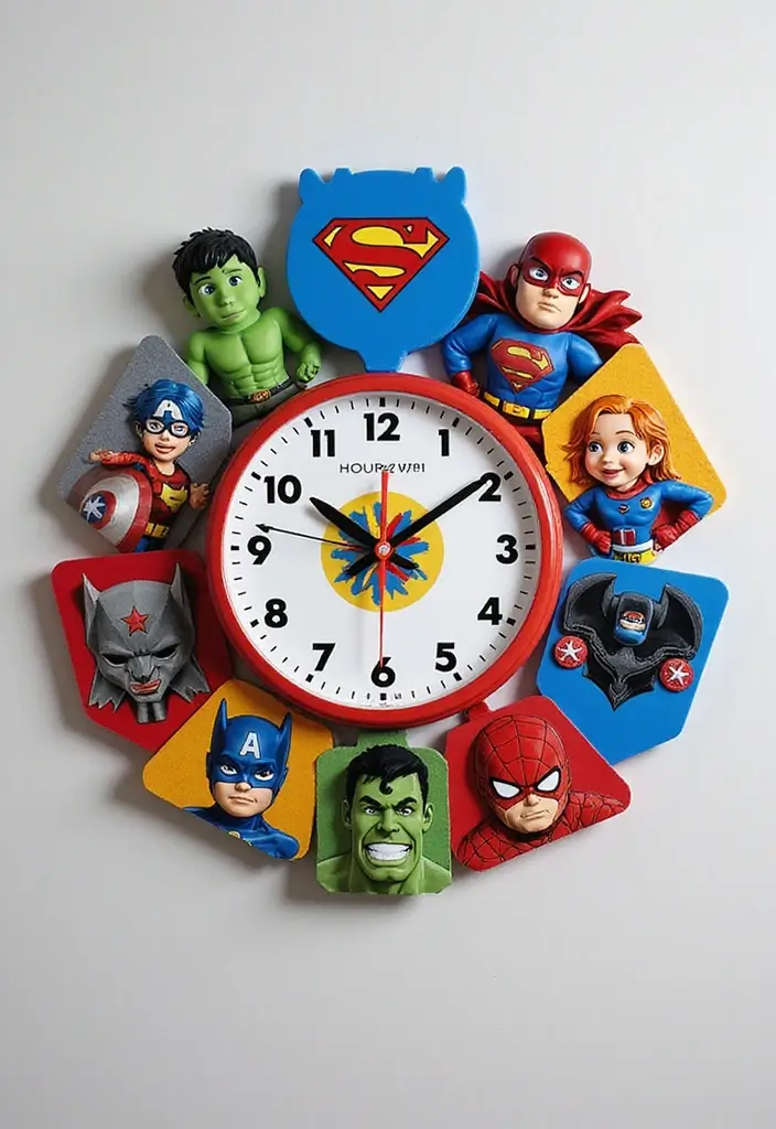30 Marvel Bedroom Ideas Boy Rooms That Feel Heroic & Fun - 19. Superhero-Themed Clock