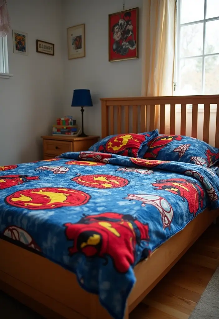 30 Marvel Bedroom Ideas Boy Rooms That Feel Heroic & Fun - 21. Superhero-Themed Throw Blankets