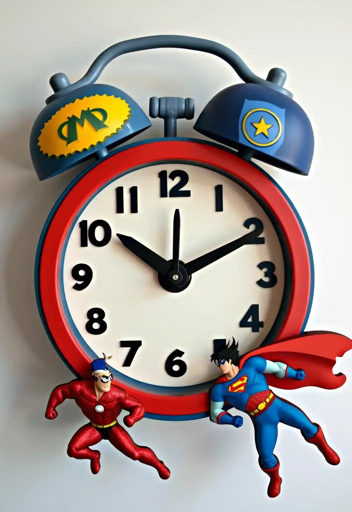 30 Marvel Bedroom Ideas Boy Rooms That Feel Heroic & Fun - 22. Superhero-Themed Wall Clock