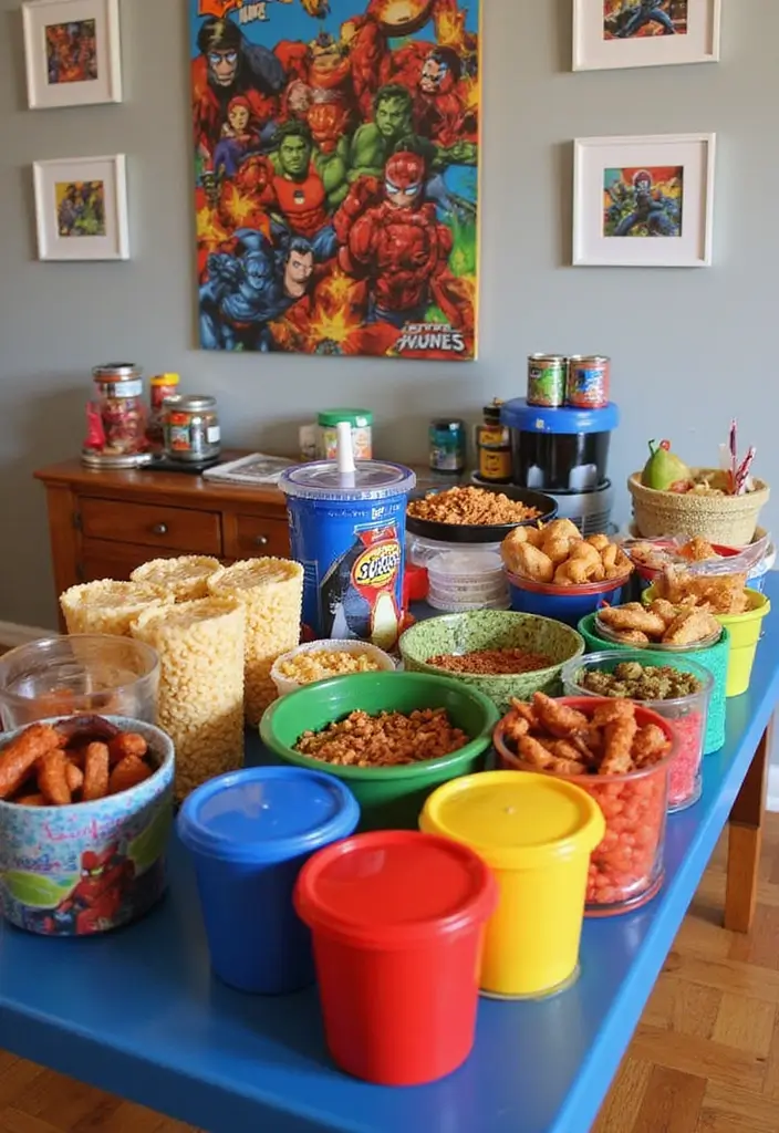 30 Marvel Bedroom Ideas Boy Rooms That Feel Heroic & Fun - 25. Superhero-Themed Snack Station