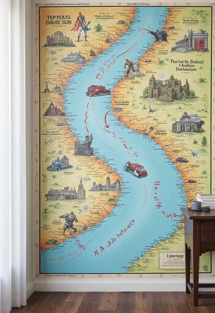 30 Marvel Bedroom Ideas Boy Rooms That Feel Heroic & Fun - 26. Superhero Adventure Map