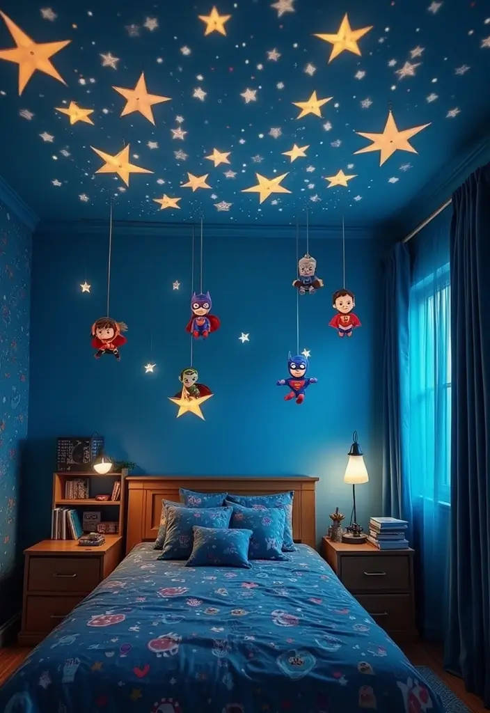 30 Marvel Bedroom Ideas Boy Rooms That Feel Heroic & Fun - 28. Marvelous Ceiling Decor