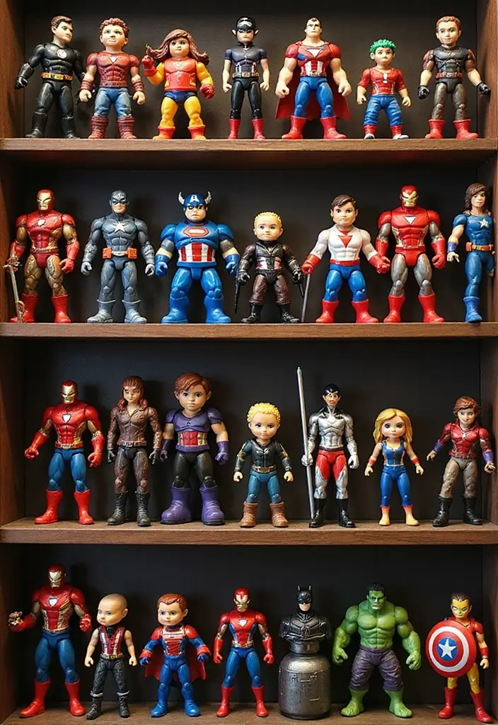 30 Marvel Bedroom Ideas Boy Rooms That Feel Heroic & Fun - 4. Action Figure Display