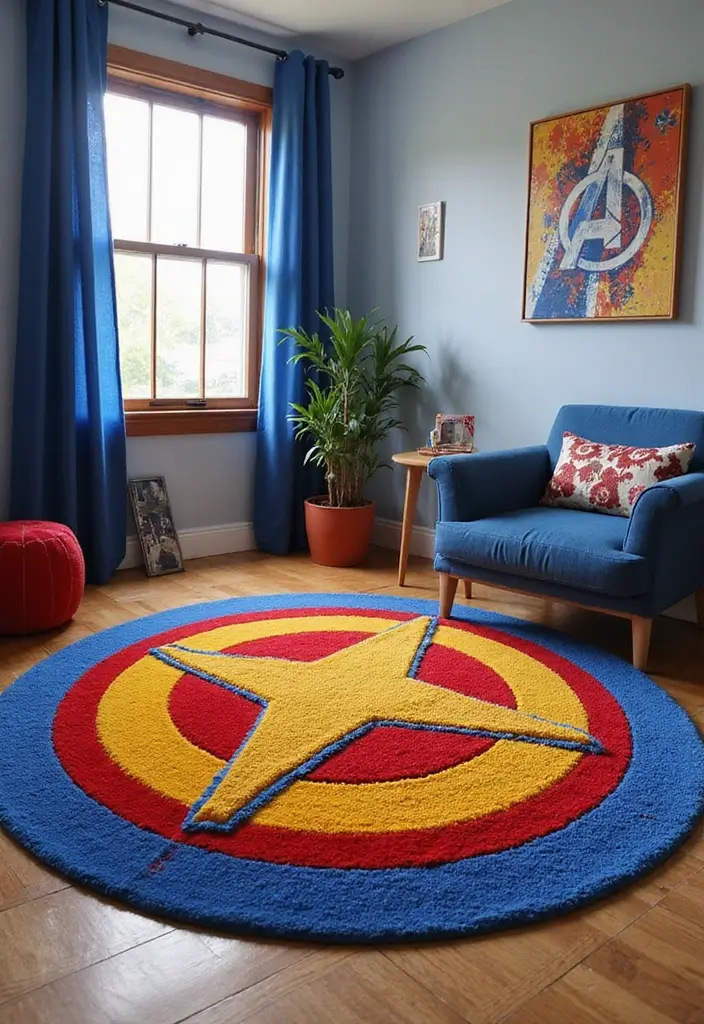 30 Marvel Bedroom Ideas Boy Rooms That Feel Heroic & Fun - 5. Themed Rugs