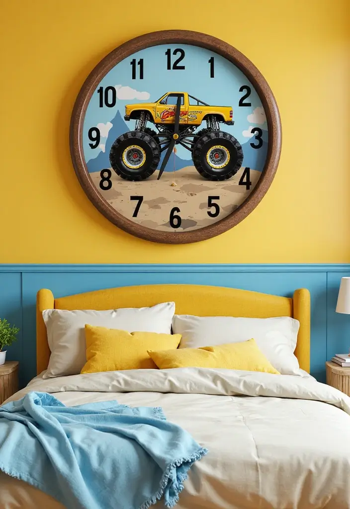 30 Monster Truck Bedroom Ideas That Kids Will Go Crazy For - 11. Themed Wall Clocks