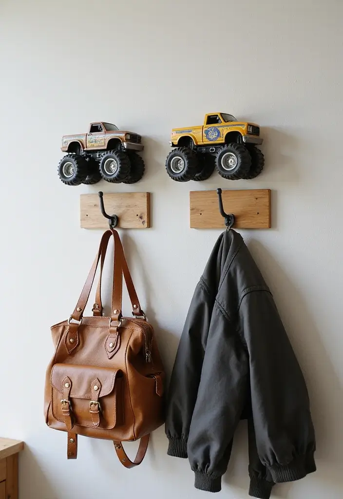 30 Monster Truck Bedroom Ideas That Kids Will Go Crazy For - 14. Stylish Wall Hooks