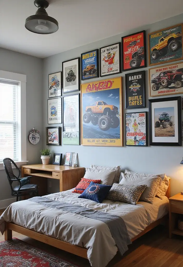 30 Monster Truck Bedroom Ideas That Kids Will Go Crazy For - 25. Racing Themed Artwork
