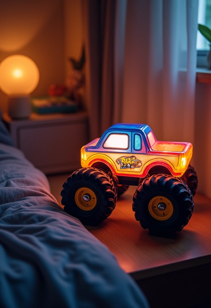 30 Monster Truck Bedroom Ideas That Kids Will Go Crazy For - 26. Racing Track Night Lights