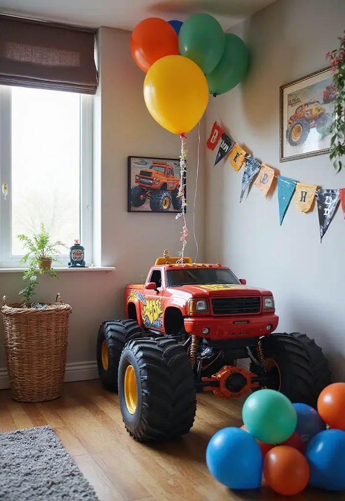 30 Monster Truck Bedroom Ideas That Kids Will Go Crazy For - 28. Monster Truck Birthday Decor