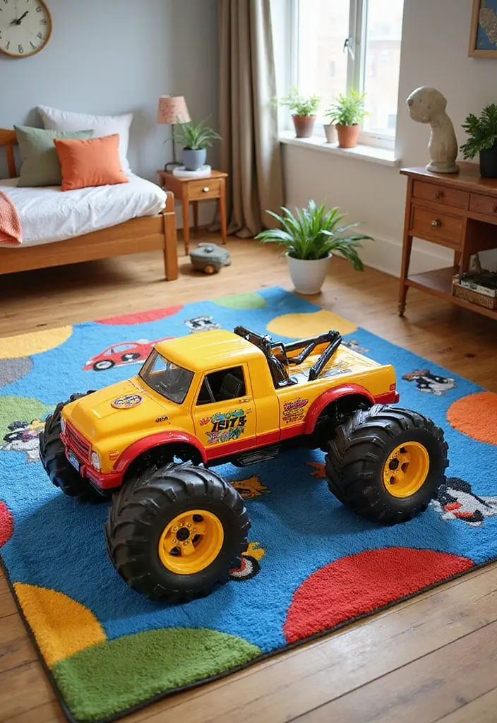 30 Monster Truck Bedroom Ideas That Kids Will Go Crazy For - 3. Monster Truck Rugs