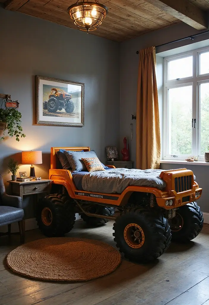 30 Monster Truck Bedroom Ideas That Kids Will Go Crazy For - 9. Rugged Furniture Choices