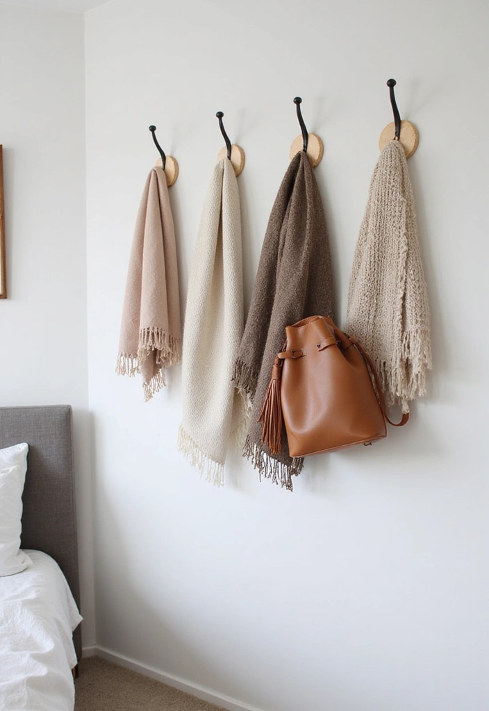 30 Organization Ideas for Bedroom That Keep Things Effortless - 13. Use Hooks for Accessories