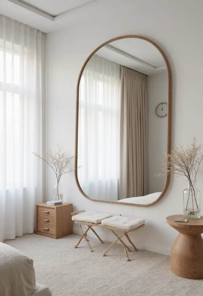 30 Organization Ideas for Bedroom That Keep Things Effortless - 19. Smart Use of Mirrors