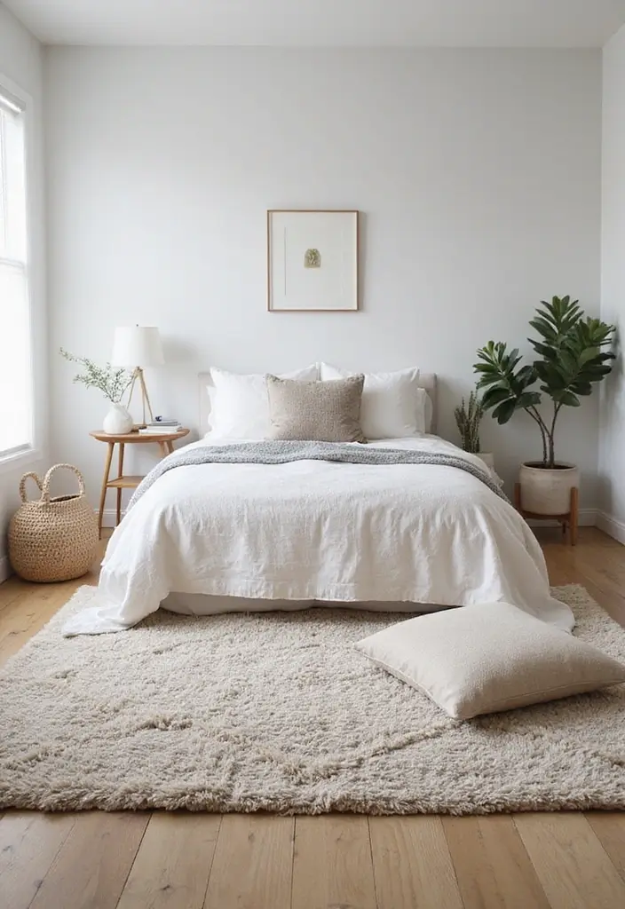 30 Organization Ideas for Bedroom That Keep Things Effortless - 24. Use a Large Rug