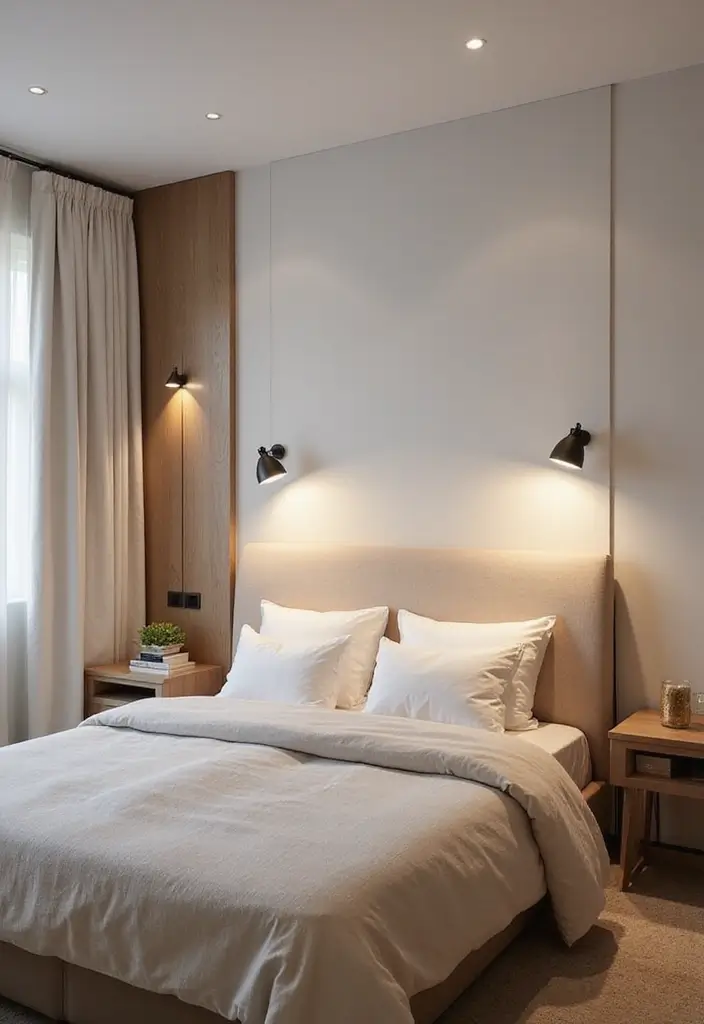 30 Organization Ideas for Bedroom That Keep Things Effortless - 28. Integrated Lighting Solutions