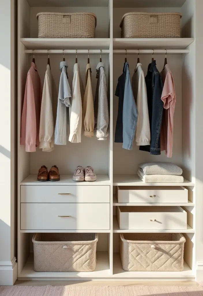 30 Organization Ideas for Bedroom That Keep Things Effortless - 5. Minimalist Closet Organization
