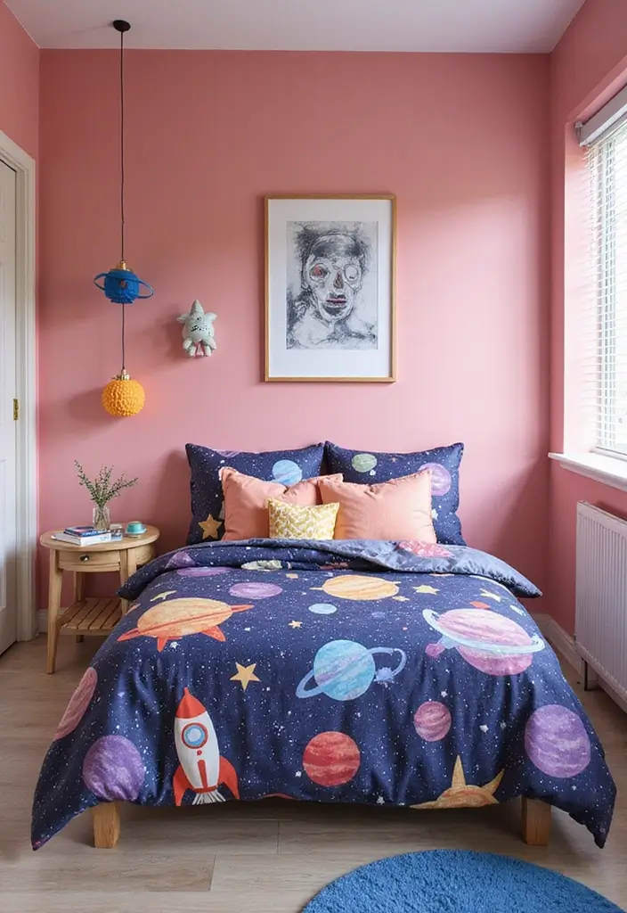 30 Pink Bedroom Ideas for Kids That Are Adorable and Playful - 11. Cosmic Adventure