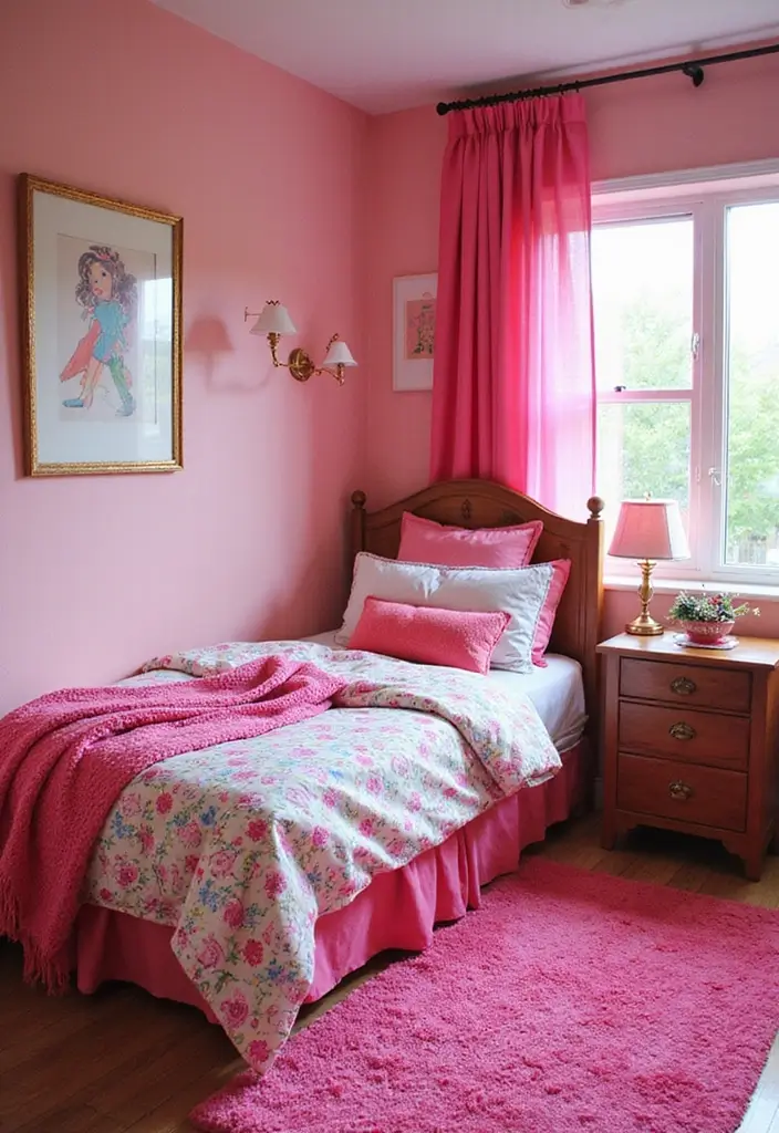 30 Pink Bedroom Ideas for Kids That Are Adorable and Playful - 14. Bright and Bold Mix