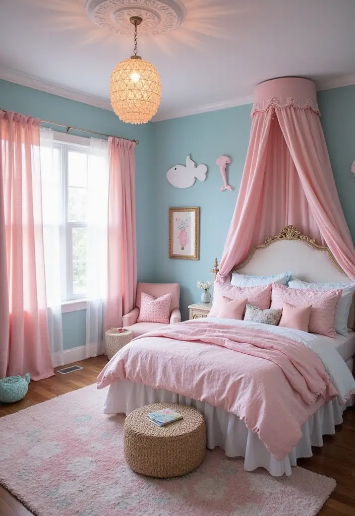 30 Pink Bedroom Ideas for Kids That Are Adorable and Playful - 16. Fantasy Under the Sea