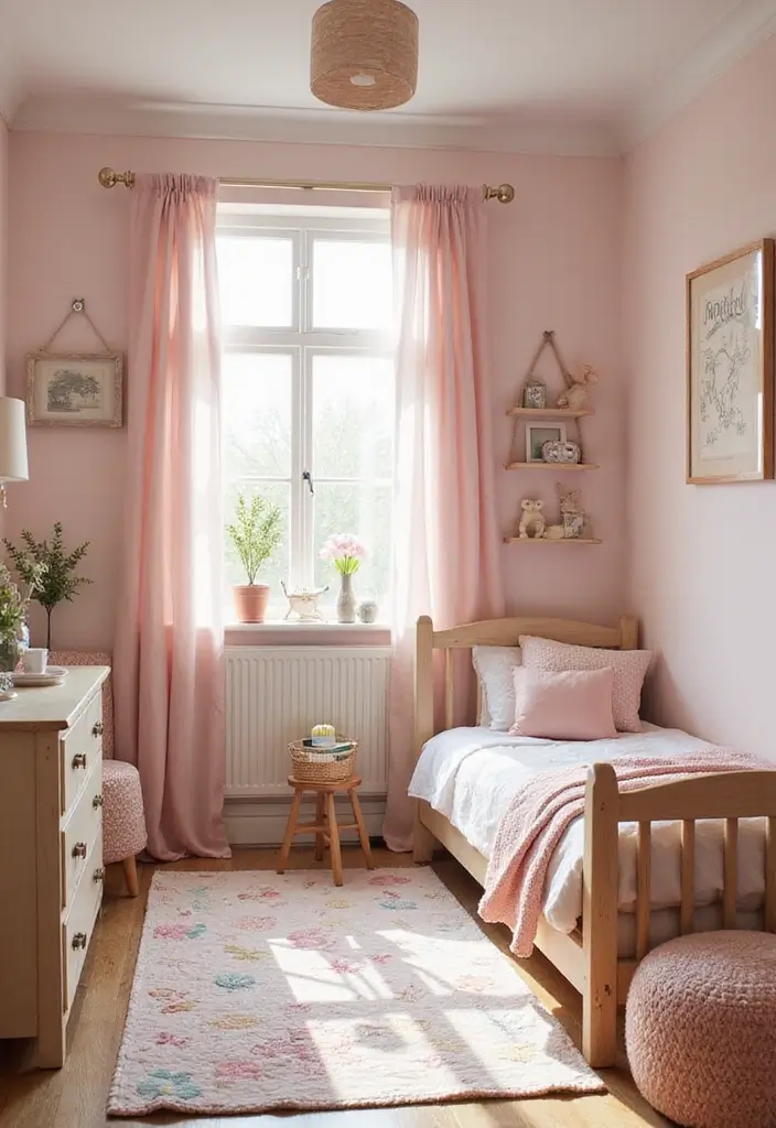 30 Pink Bedroom Ideas for Kids That Are Adorable and Playful - 17. Sweet Farmhouse Charm