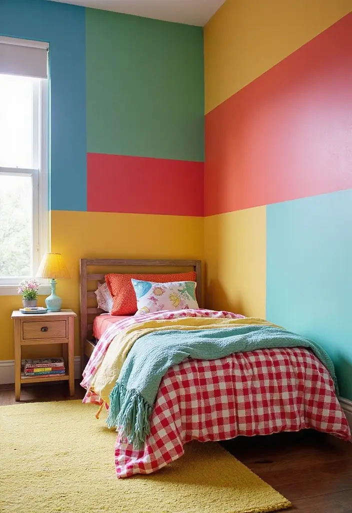30 Pink Bedroom Ideas for Kids That Are Adorable and Playful - 24. Bold Color Blocks