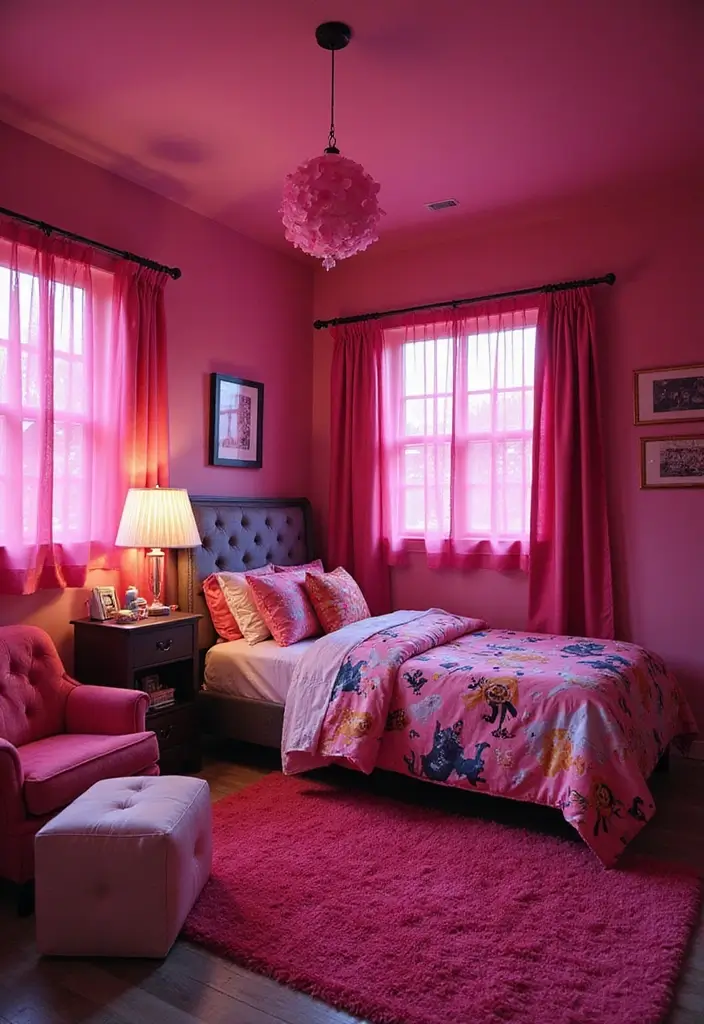 30 Pink Bedroom Ideas for Kids That Are Adorable and Playful - 25. Movie Theater Fun