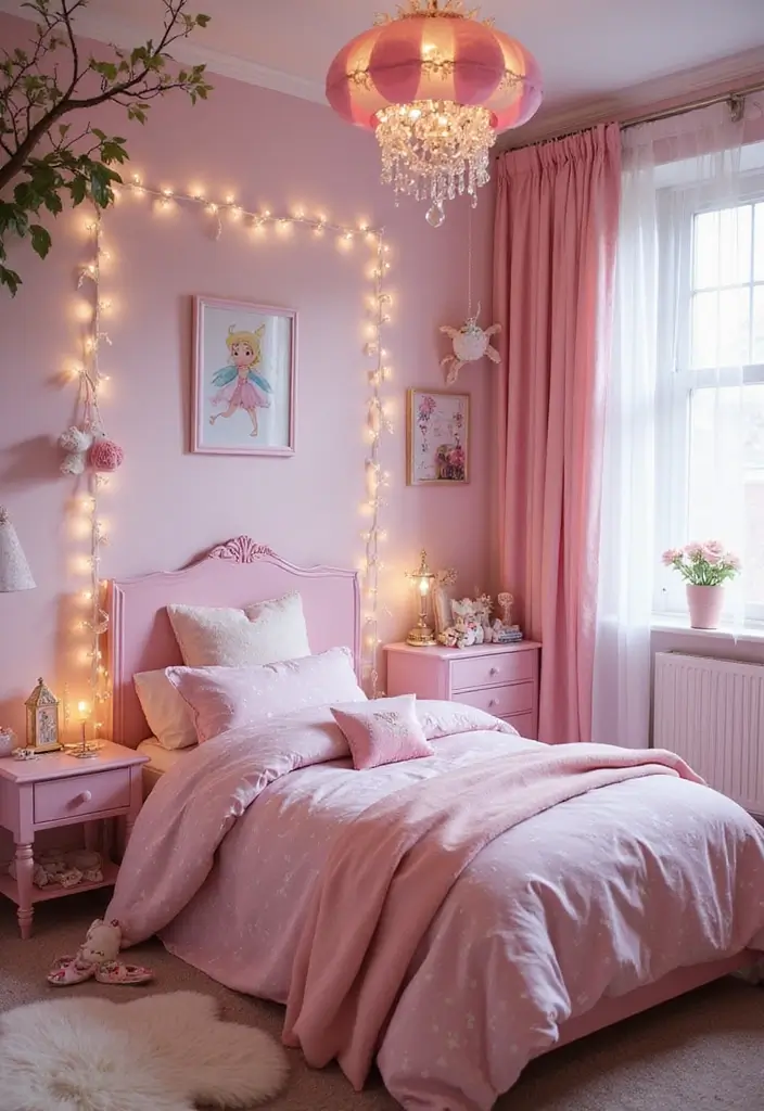 30 Pink Bedroom Ideas for Kids That Are Adorable and Playful - 27. Magical Fairy Tale