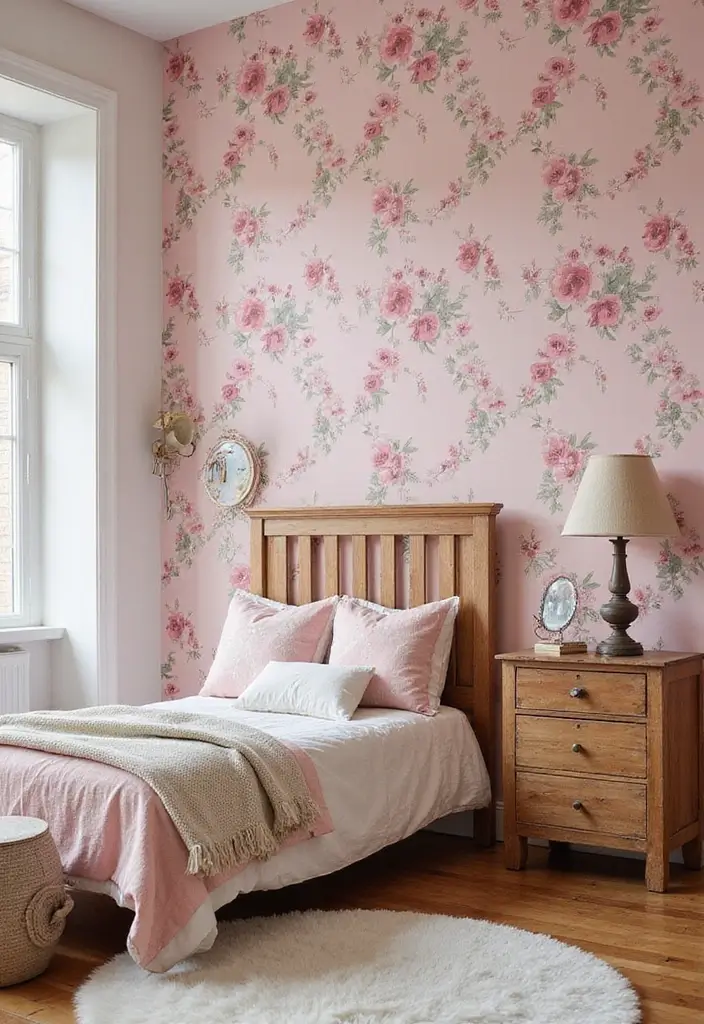 30 Pink Bedroom Ideas for Kids That Are Adorable and Playful - 4. Vintage Floral Charm