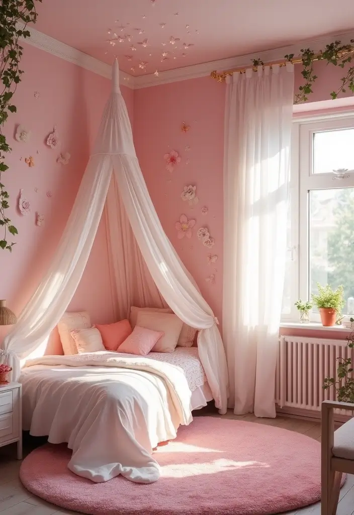 30 Pink Bedroom Ideas for Kids That Are Adorable and Playful - 6. Fairy Garden Delight