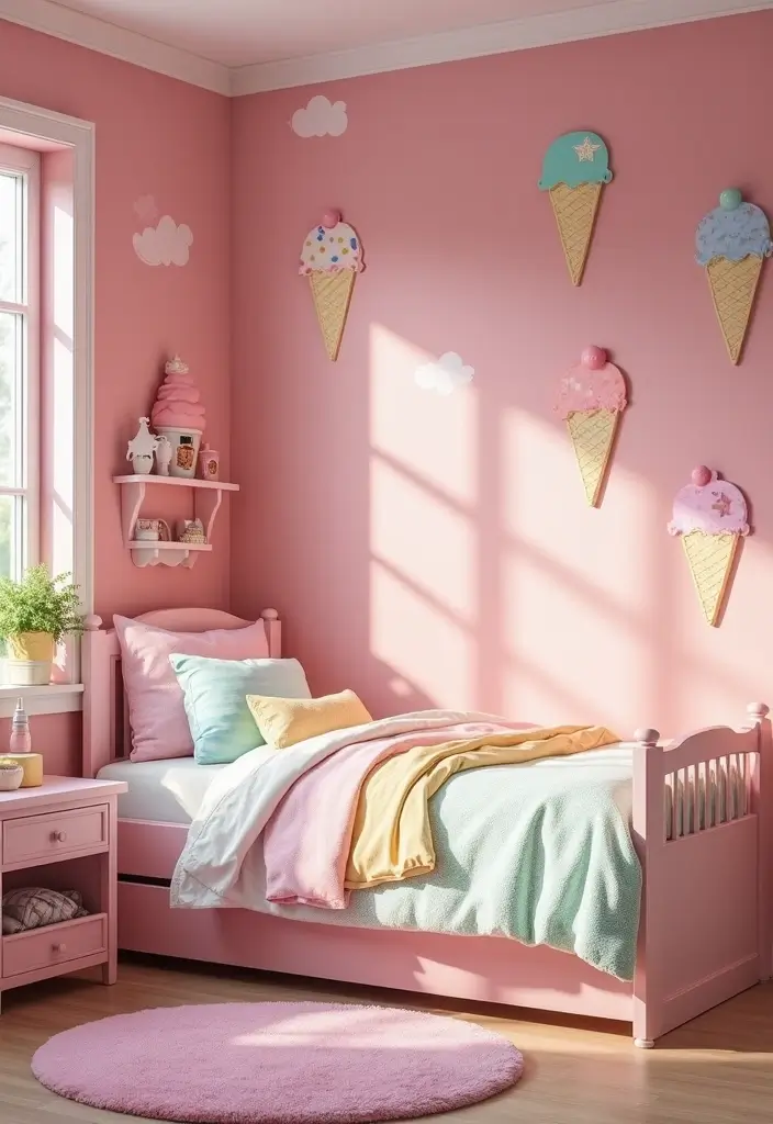 30 Pink Bedroom Ideas for Kids That Are Adorable and Playful - 7. Sweet Ice Cream Parlor