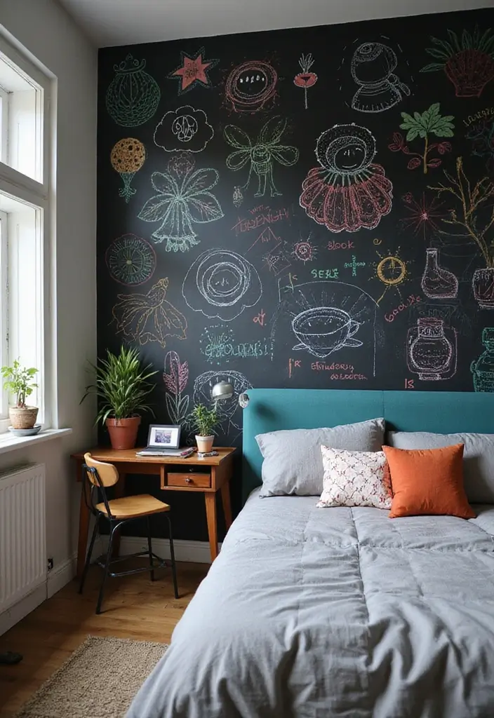 30 Teen Boys Shared Bedroom Ideas That Are Functional and Cool - 16. Chalkboard Walls
