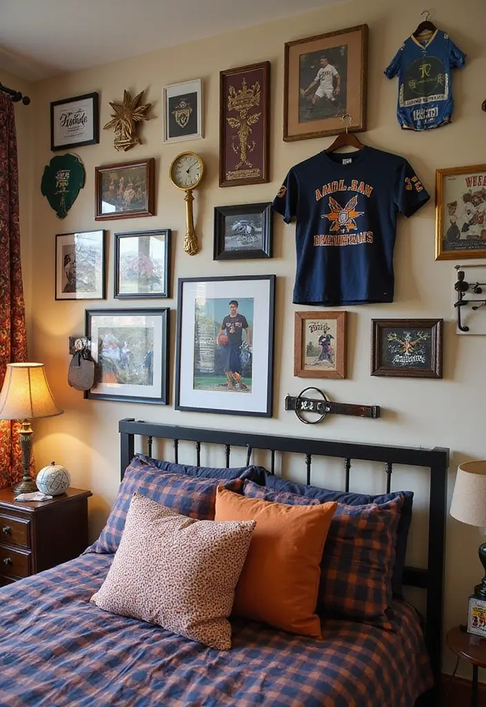 30 Teen Boys Shared Bedroom Ideas That Are Functional and Cool - 19. Sports Memorabilia Display