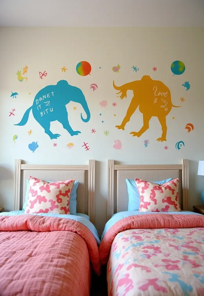 30 Teen Boys Shared Bedroom Ideas That Are Functional and Cool - 25. Wall Decals