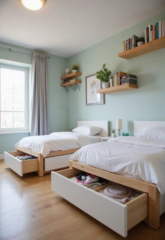 30 Teen Boys Shared Bedroom Ideas That Are Functional and Cool - 3. Creative Storage Solutions