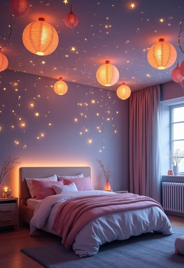 30 Toca Boca Big Family House Ideas Bedroom That Feel Fun & Cozy - 17. Whimsical Ceiling Decor