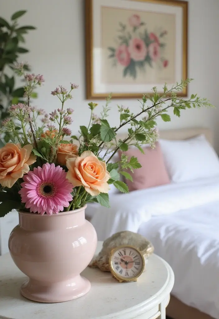 30 Victoria's Secret Bedroom Ideas That Feel Feminine & Glam - 11. Delicate Floral Arrangements