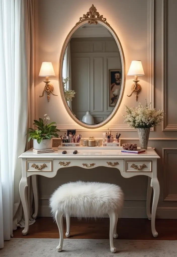 30 Victoria's Secret Bedroom Ideas That Feel Feminine & Glam - 13. Stylish Vanity Area