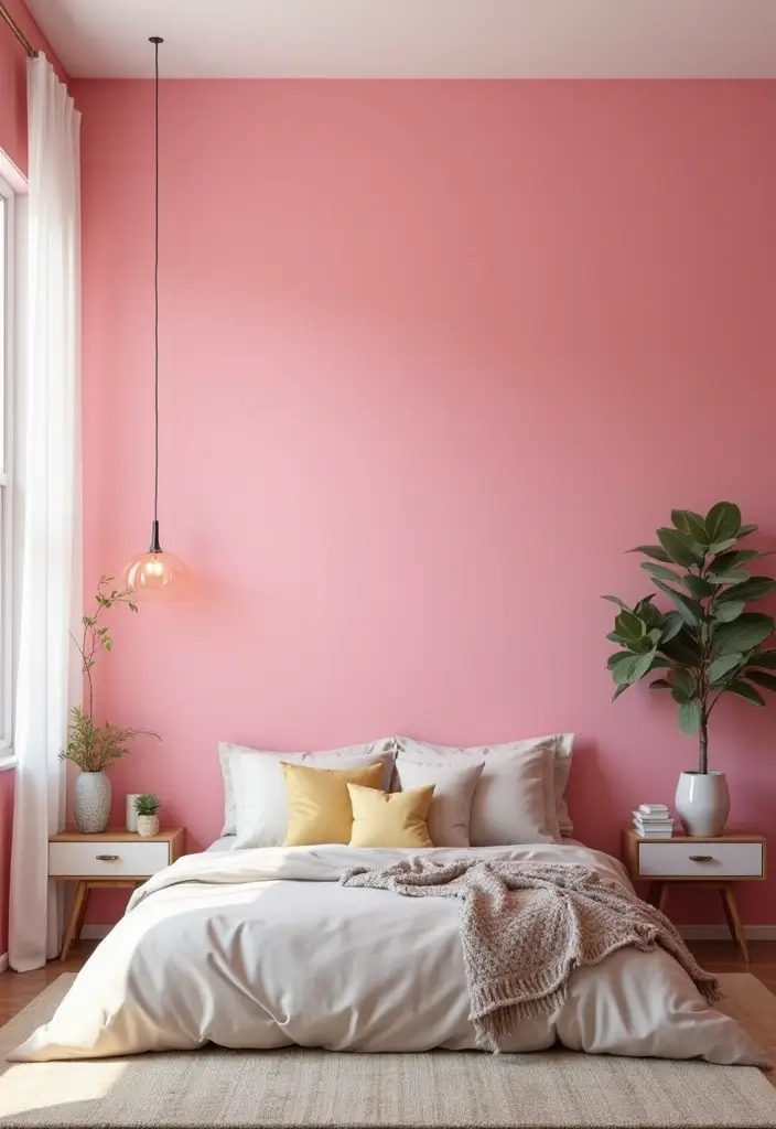 30 Victoria's Secret Bedroom Ideas That Feel Feminine & Glam - 6. Playful Pink Accent Wall