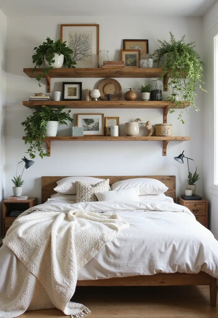 30 Wall Shelf Ideas Bedroom That Feel Modern & Practical 13 30 Wall Shelf Ideas Bedroom That Feel Modern & Practical - 12. Reclaimed Wood Shelves for a Rustic Touch